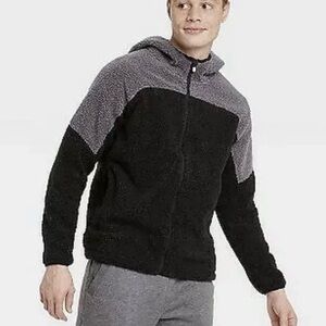 All in Motion Men's Black and Gray Zip-Up Sweater